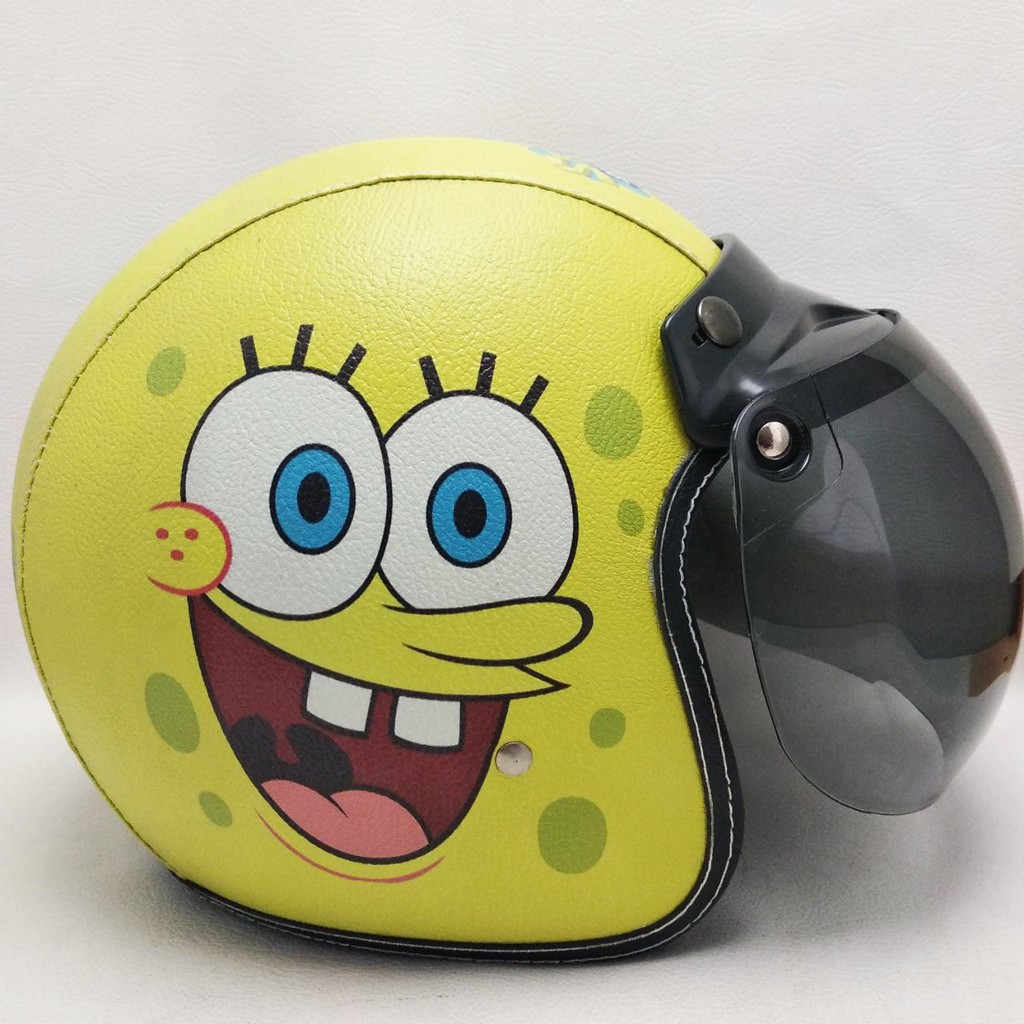 Helm Retro Bogo Kulit Motif Spongebob 1 Kaca Bubble Halfface Helmet Shopee Indonesia