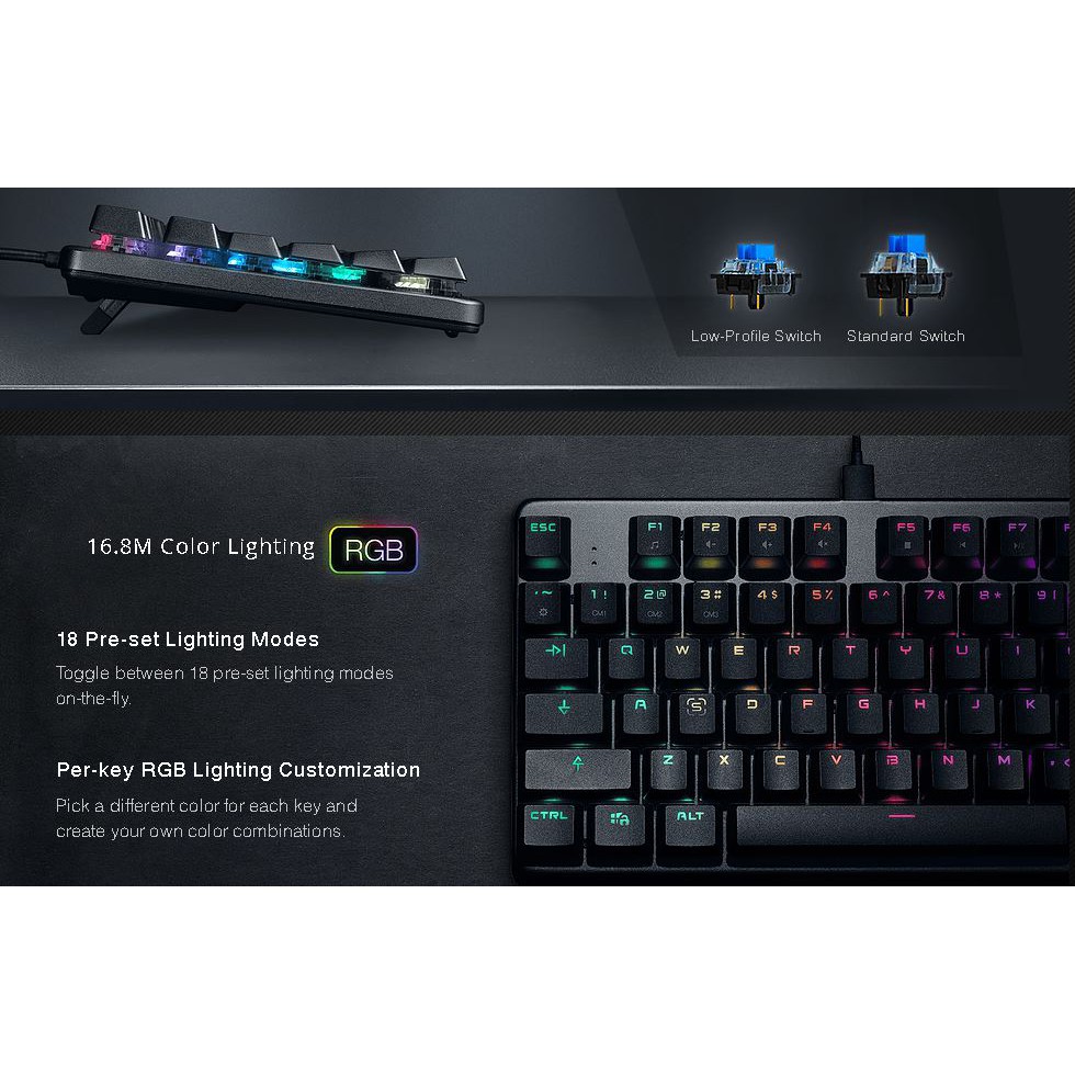 Tecware Phantom L 87 RGB Low Profile Mechanical Keyboard Outemu Blue or Brown or Red | Gaming Keyboard