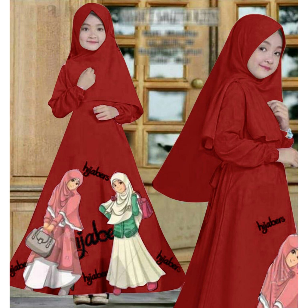HOPYLOVY - Gamis Anak Printing Hijabers Kids Umur 8 - 10 tahun