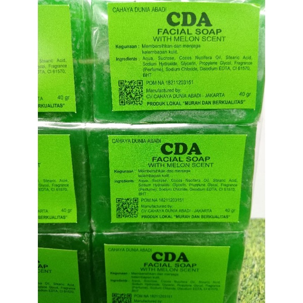 SABUN BATANG CDA HIJAU BPOM // FACIAL SOAP WITH MELON SCENT ( ISI 12 PCS )