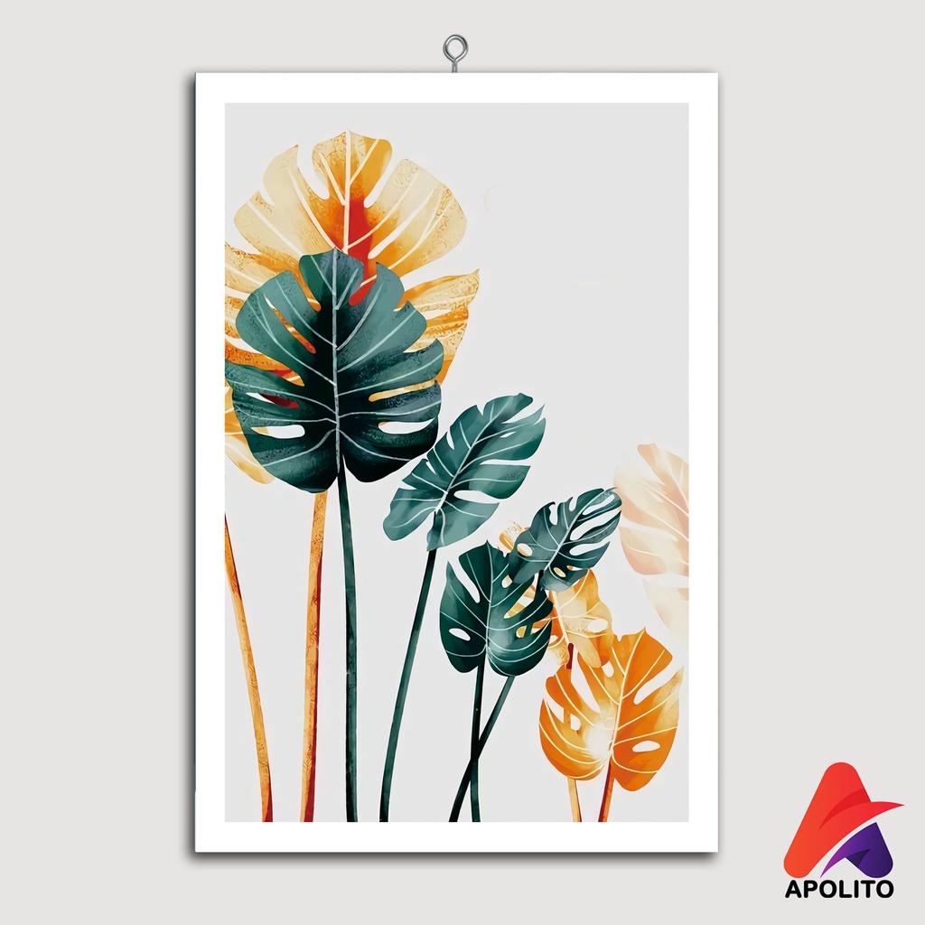 HIASAN DINDING BUNGA MONSTERA AESTETIK (20X30CM) WALL DECOR PAJANGAN DINDING POSTER KAYU BUNGA MOSNTERA AESTETIK