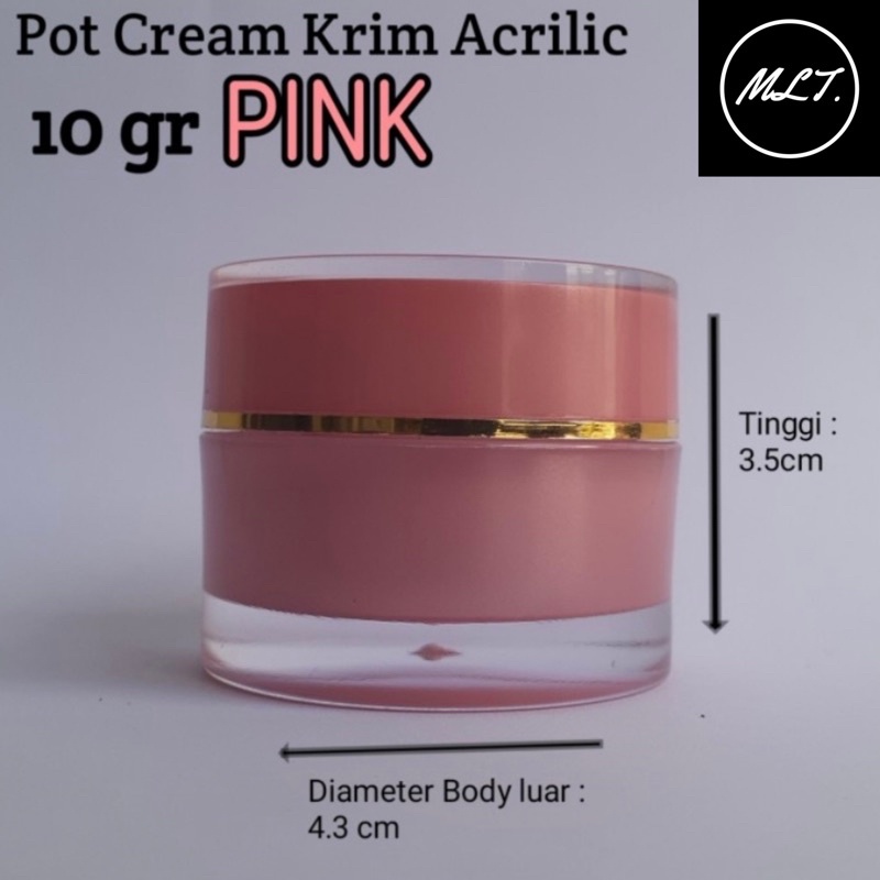 POT CREAM 10GR ACRYLIC / POT AKRILIK IMPOR 10 GRAM GOLD / SILVER / PINK / PUTIH MUTIARA LIS GOLD LIS SILVER / merah mutiara / PING LIST GOLD 10GRAM ACRYLIC