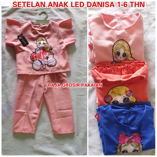 EK~Setelan Anak LED Danisa 1-6 Thn / Lampu LED Bisa Menyala