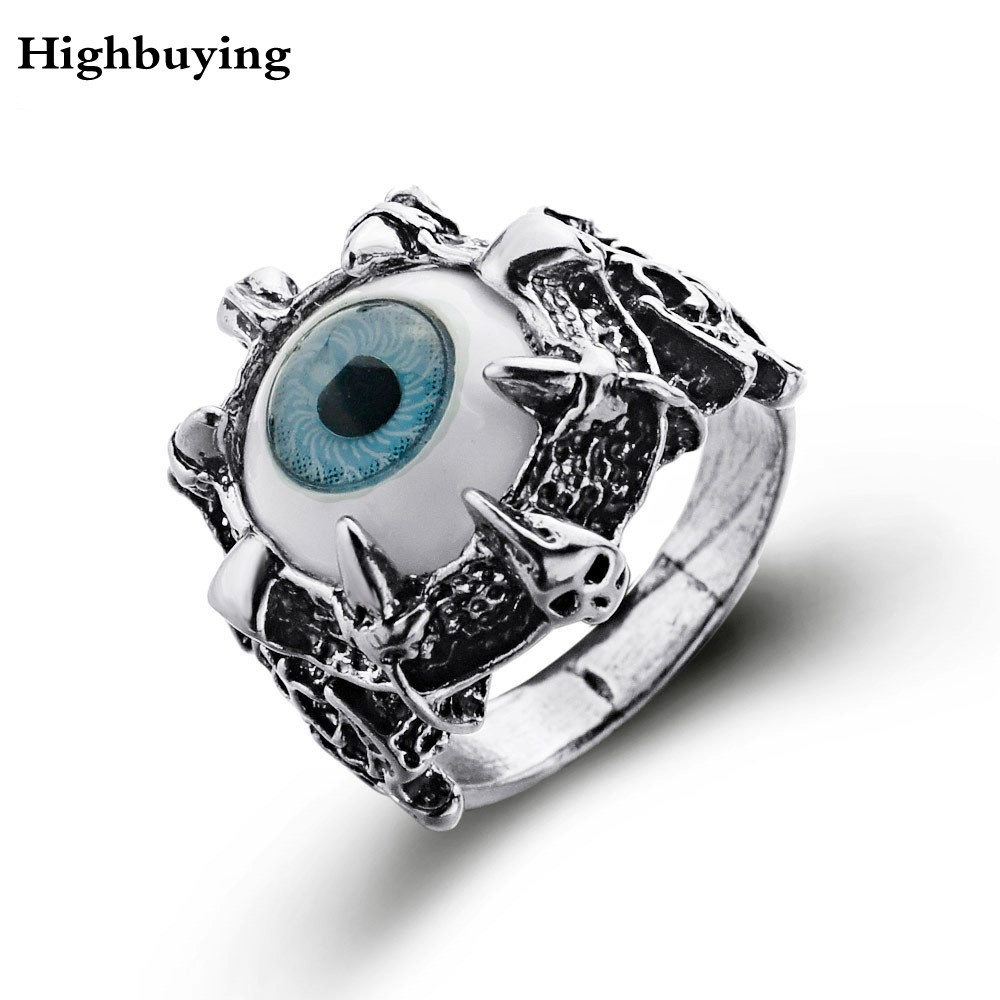 Hbid Glory 1pc Cincin Stainless Steel Desain Cakar Naga / Tengkorak / Evil Eye Gaya Gothic Untuk Pria