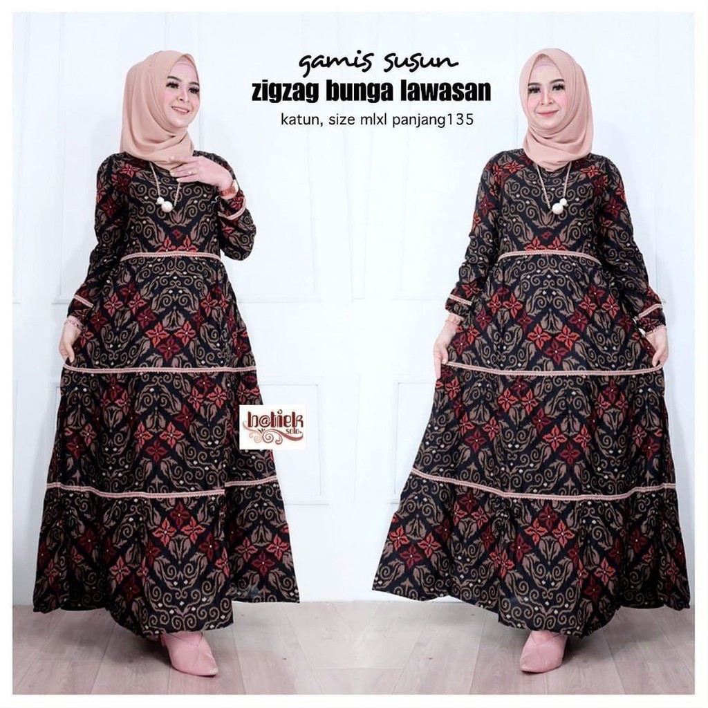 Gamis Susun Zigzag Bunga Lawasan