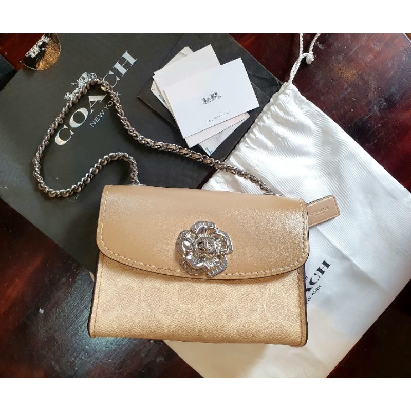 preloved coach mini parker signature chalk 18 authentic original