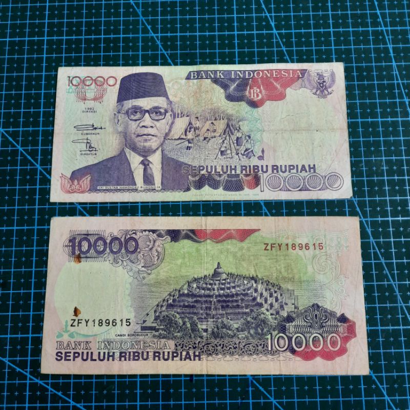 Uang kuno pecahan 10000 tahun 1992 bekas