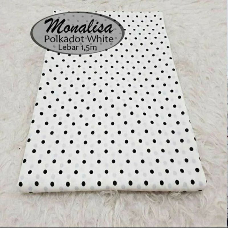 Kain Monalisa Motif Polkadot Putih harga murah setengah meter