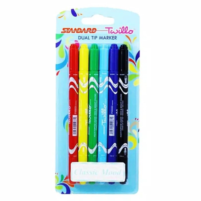 

Spesial Standard Pen Blister Twillo Dual Tip Marker Isi 6 Mix Color Highlight Hemat