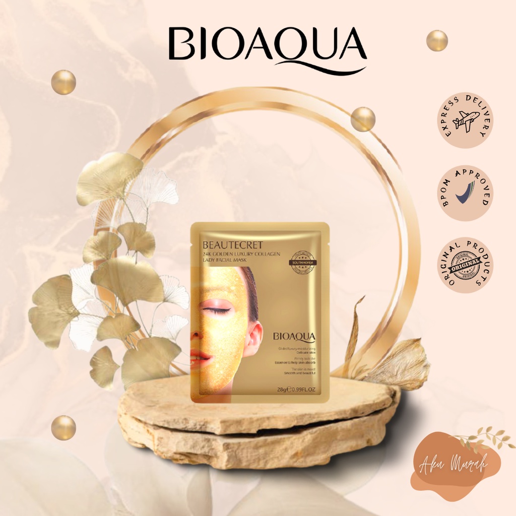 ✨ AKU MURAH ✨ BIOAQUA 24K Golden Luxury Collagen Lady Facial Mask 28g ORIGINAL