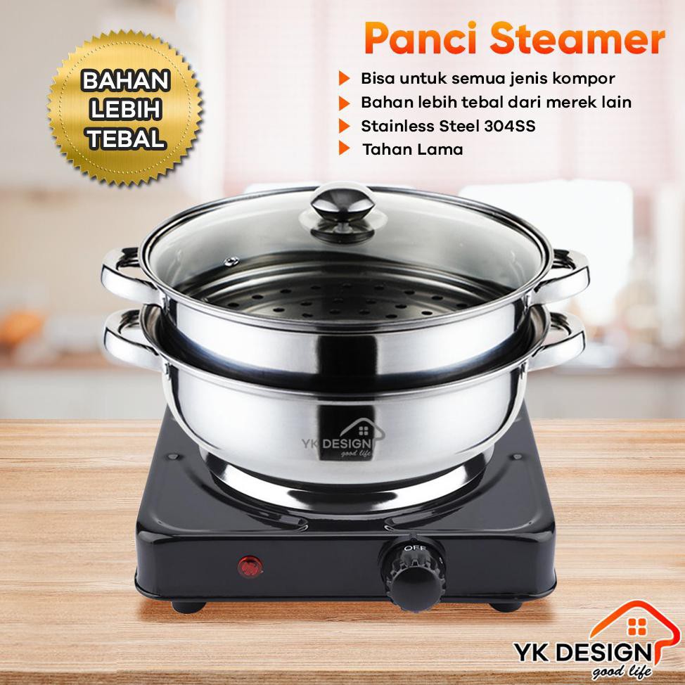 {BISA COD} YK DESIGN YK-805 Panci Steamer Stainless 2 Tingkat Kukusan Stainless Steel Makin Tebal