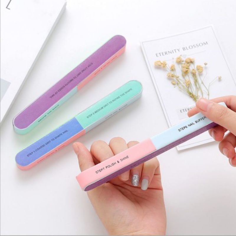 Nail Buffer Block Sponge Alat Kikir Amplas Kuku Pengikir Kuku Alat Manikur Dan Pedikur 7 in 1 Nail Polisher