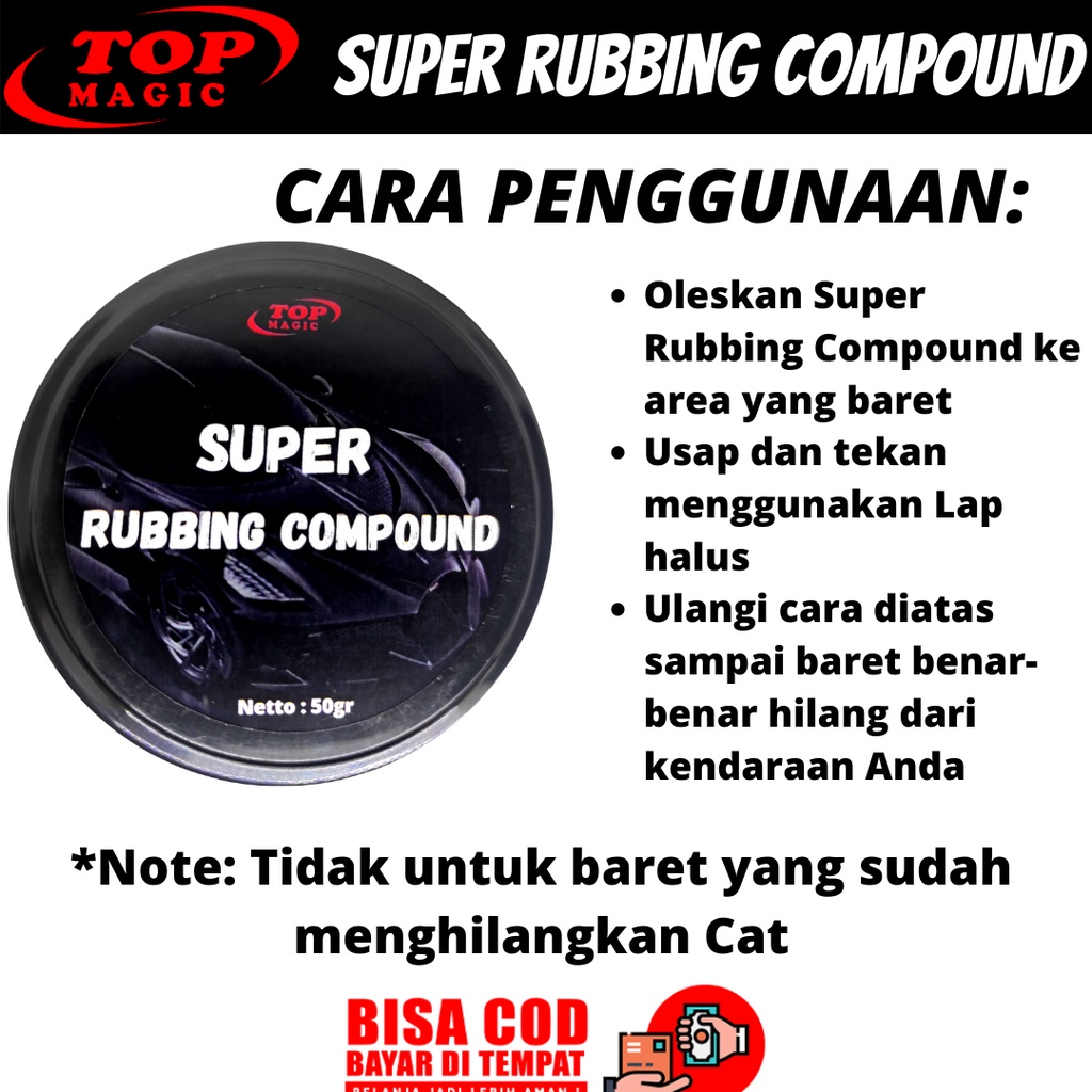 TOP SUPER RUBBING COMPOUND Ampuh Menghilangkan Noda Baret Lecet Pada Body Motor Mobil Helm Permanen