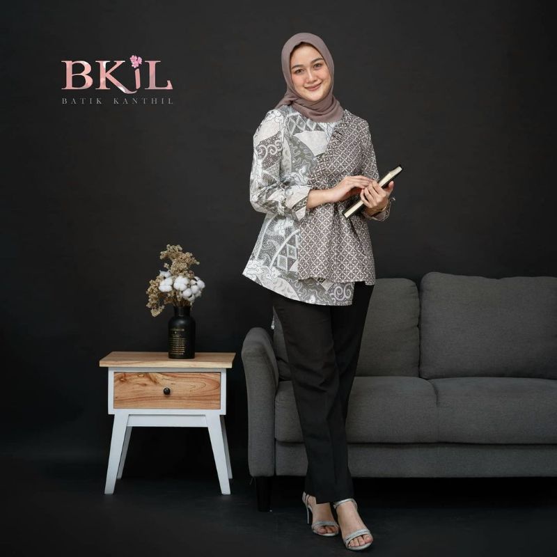 tey-17 Batik wanita ASJ SA HRB026 Kenongo Kemeja Tosca Pendek-3