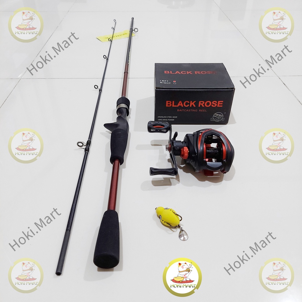 joran set seahawk + black rose ( bait casting / bc ) free soft frog