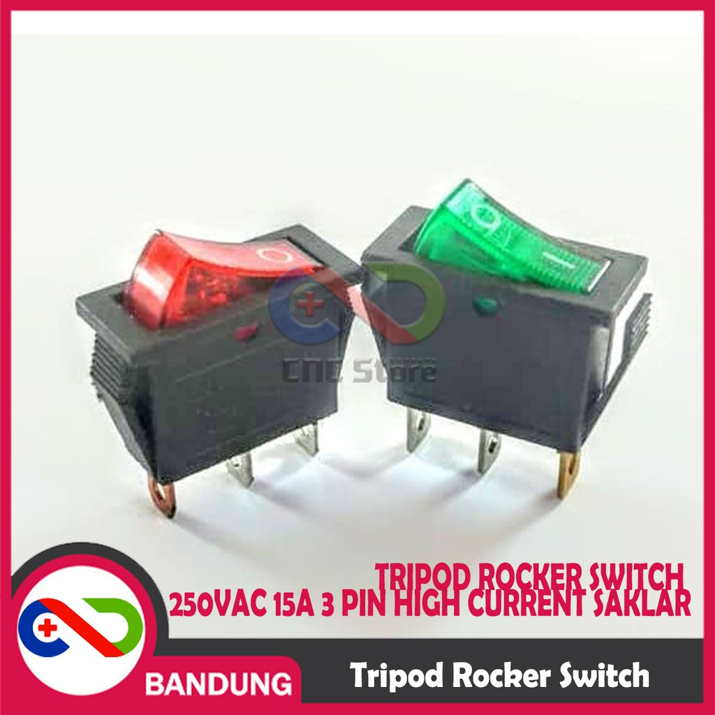 TRIPOD ROCKER SWITCH 250VAC 15A 3 PIN HIGH CURRENT SAKLAR