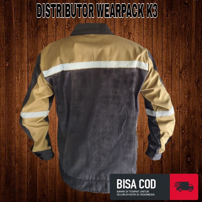 Wearpack Safety Atasan/ Hitam Coklat/ Kemeja Kerja Lapangan/ proyek / APD K3/ Safety First