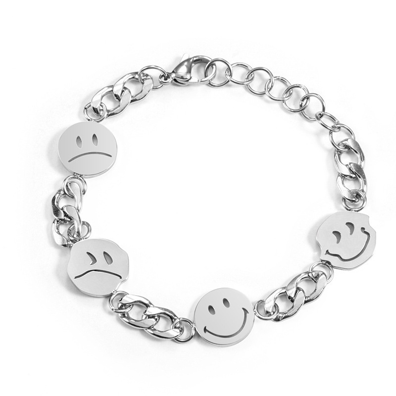 Fashion merek ekspresi wajah Smiley gelang hipster street Hip-Hop disco melompat gelang fashion all-