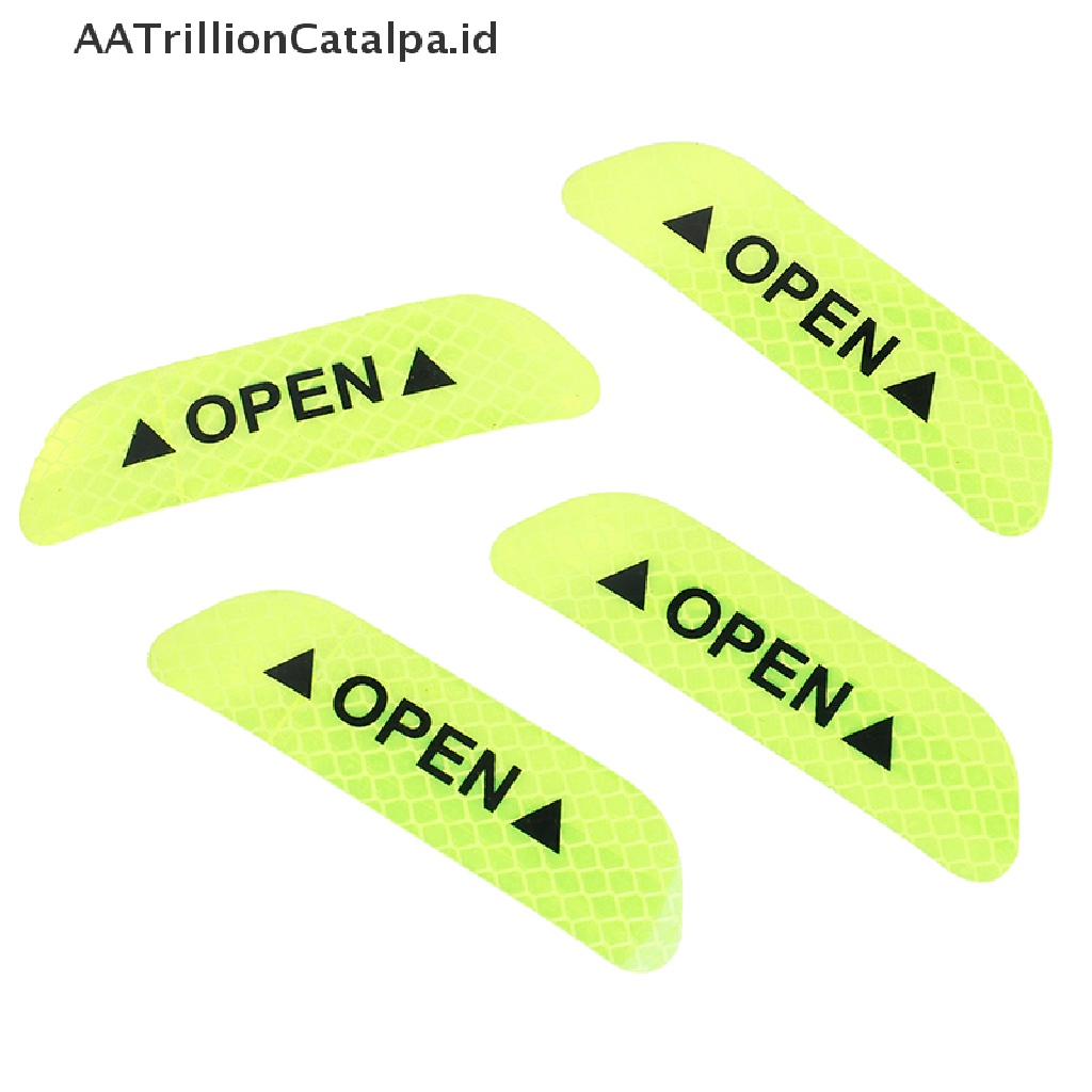 Aatrillioncatalpa 4pcs Stiker tape Reflektif Hijau Fluorescent Untuk Pintu Mobil