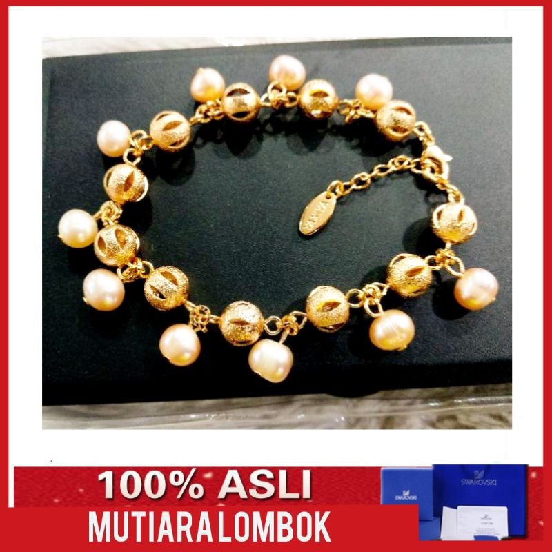 Gelang Mutiara Lombok Asli Perhiasan Wanita Gelang Mutiara Tawar Jewellery Gelang Rhodium Lapis Emas