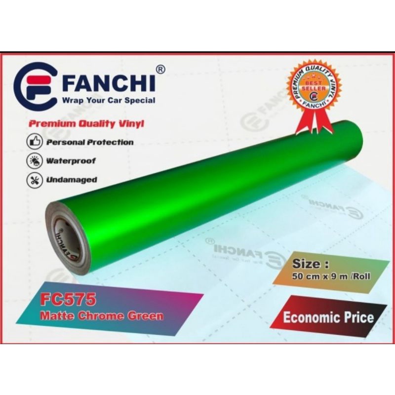 Sticker Fanchi FC575 Matt Chrome Green hijau Metallic Metalik Doff Premium Wrap