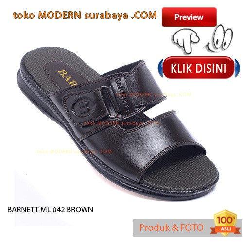 BARNETT ML 042 BROWN sandal casual sopan pria sandal slide flat flipflop