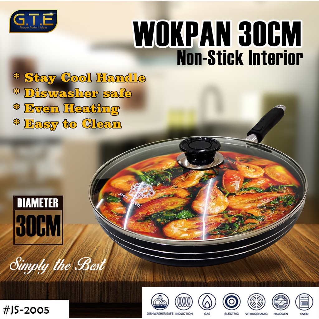 COOKWARE SET / Teflon Set 3in1 dengan diameter 30cm/26cm/20cm / Teflon Set dengan Tutup Kaca