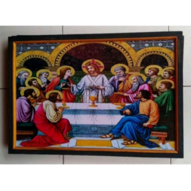 Hiasan dinding cetak murah perjamuan Kudus plus bingkai