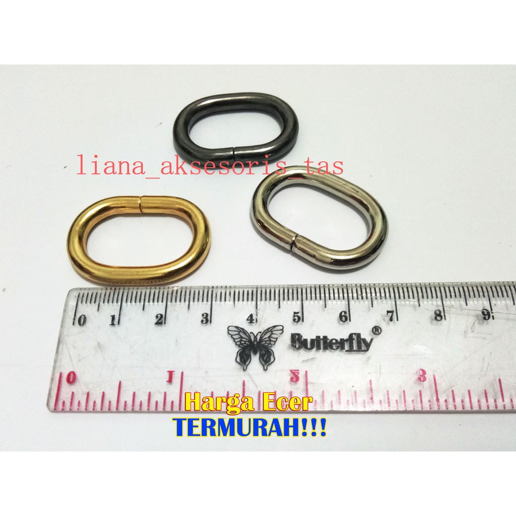 RING OVAL TEBAL (12 PCS) UKURAN 2,5 CM WARNA LIGHT GOLD, HITAM, SILVER DAN ATG/BAKAR FASHION WANITA