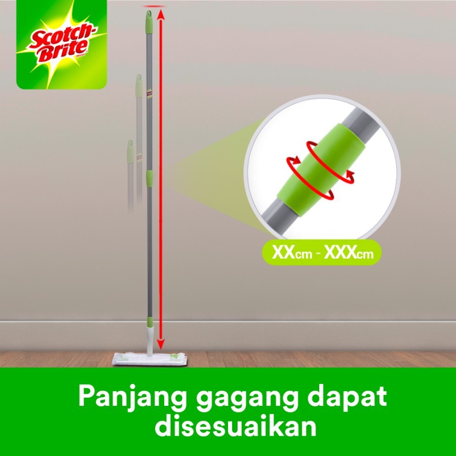 SCOTCH BRITE EASY SWEEPER PLUS PAPER WIPER MOP WITH STICK / TONGKAT LAP PEL SERBAGUNA