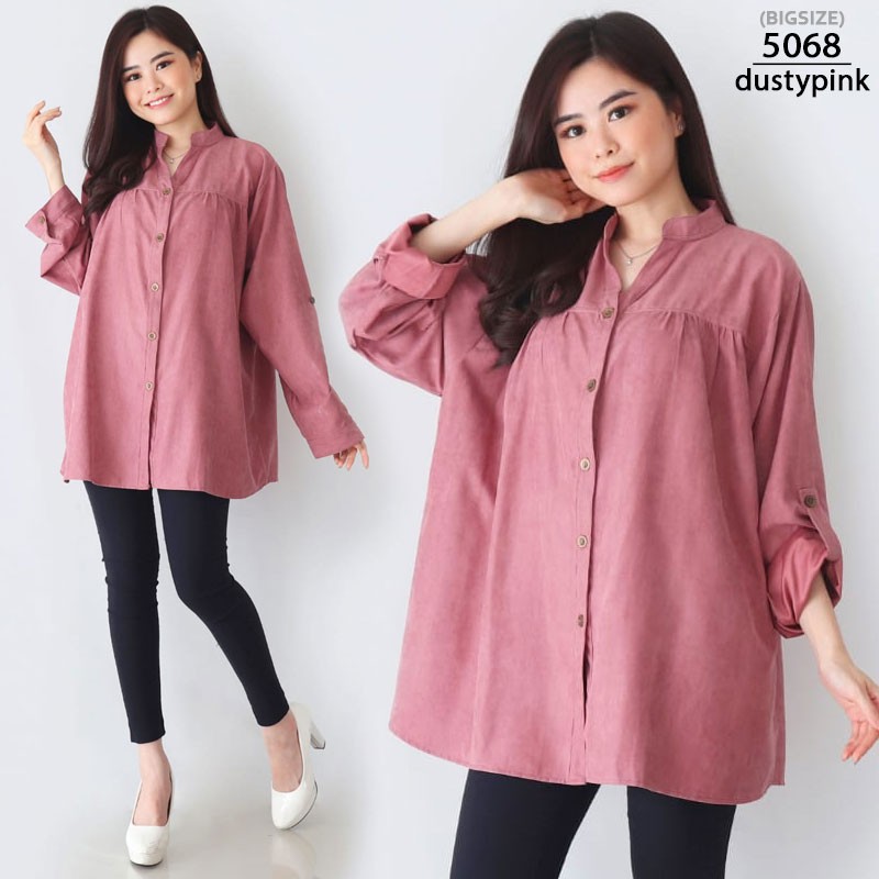 ARENA - VNECK KANCING DEPAN JUMBO SIZE BLOUSE WANITA-1