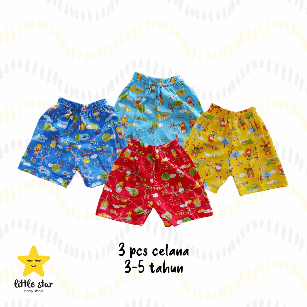 ISI 3 PCS - Y Lin Celana Pendek Anak Unisex | Celana Rumah Anak Cewek Cowok