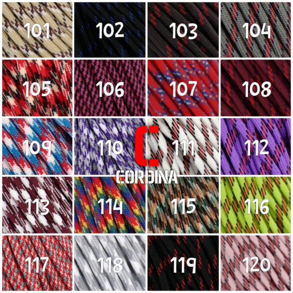 TALI PARACORD PERMETER 4MM 7 STRAND BAHAN KERAJINAN GELANG NO 101-120