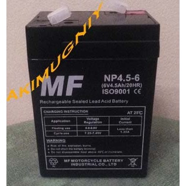 aki accu baterai kering vrla mf 6v 4.5ah / 4.5ah 6v mainan
