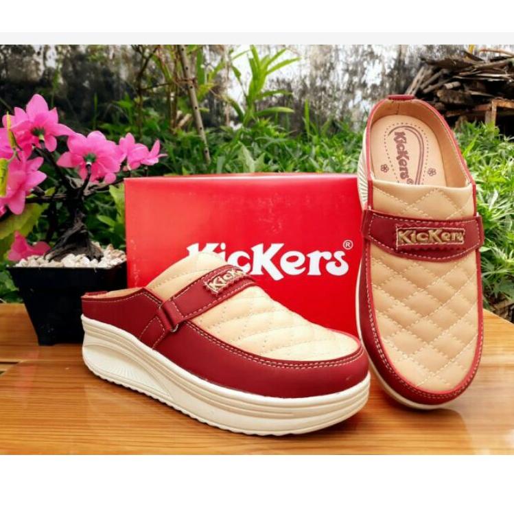 Top Produk.. SANDAL WANITA SLOP WEDGES KICKERS DUA WARNA / WEDGES SENDAL / WEDGES SANDAL / SANDAL SE