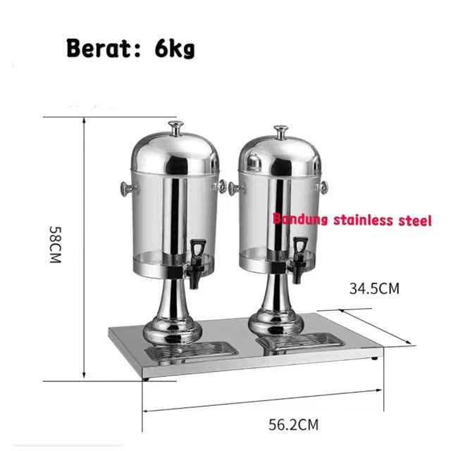 Juice jus dispenser tower double minuman 16L stainless steel