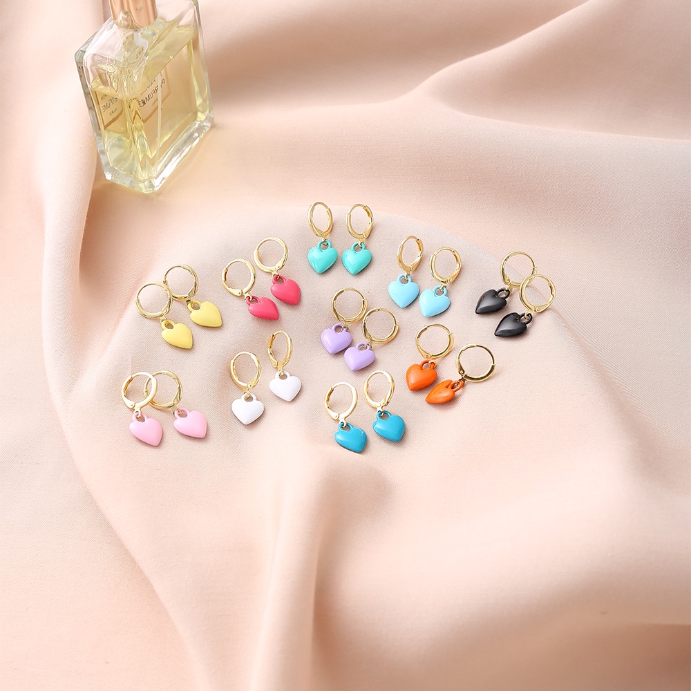 IFYOU Anting Stud Hias Liontin Hati Macaron Warna-Warni Untuk Wanita