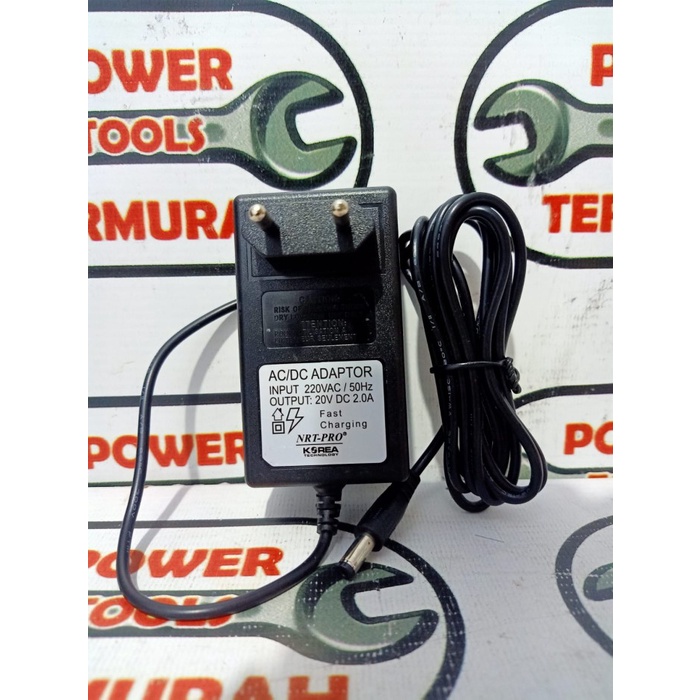 Charger Bor Baterai 20V NRT PRO Cordless Drill 20 V Cas Pengisi Colok