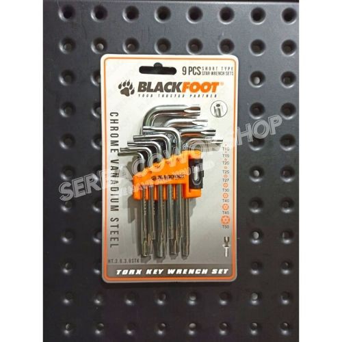 BLACKFOOT Kunci L Set 9 Pcs Bintang Lubang PENDEK Chrome T10 - T50 Short Torx Key Wrench Set Termurah