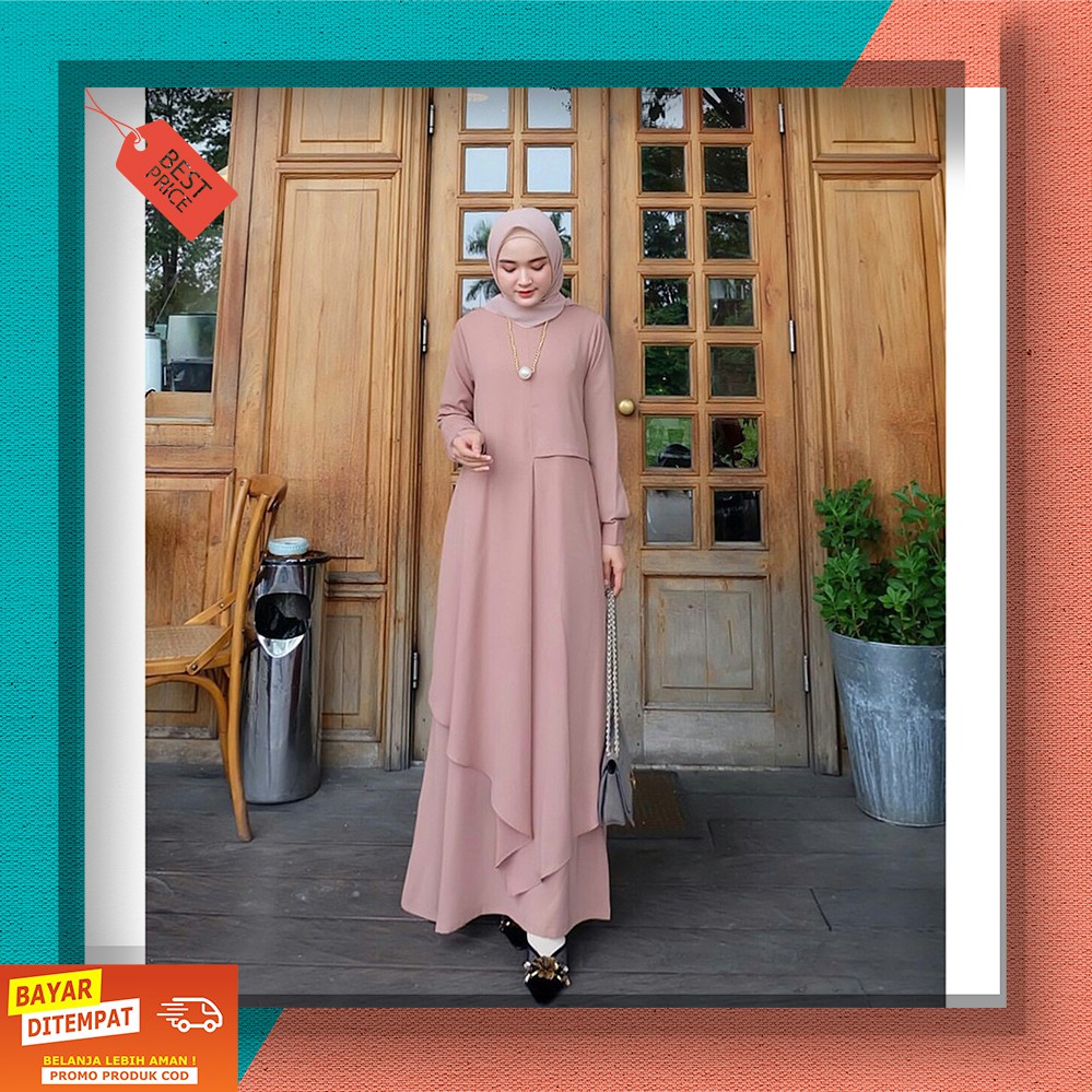GAMIS MUSLIM ALANA ARMY DRESS FASHION MUSLIM GAMIS FASHION MUSLIM BAHAN MOSCREPE GAMIS KEKINIAN