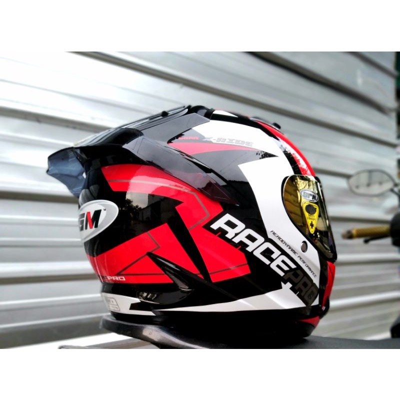 HELM GM FULLFACE RESPRO PAKET GANTENG FLAT VISOR WITH SPOILER-4