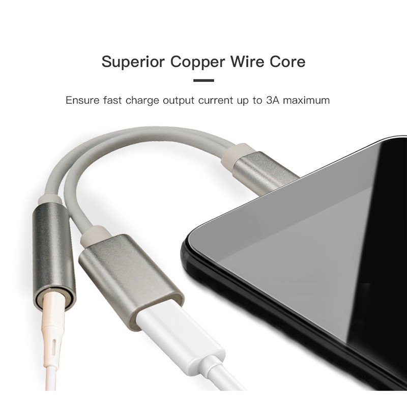 Trend-TYPE C Kabel Audio Splitter 2IN1 Jack 3.5Mm Male To Female dan Port Charging Type C.