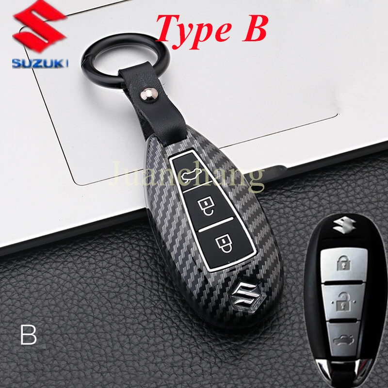 Case Remote Kunci Mobil Bahan Carbon fiber Untuk Suzuki Vitara Swift Ciaz Ertiga Celerio Ignis Kizashi SX4 Baleno Erga 2019