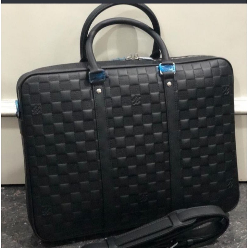tas LV laptop bag embossed leather 38cm