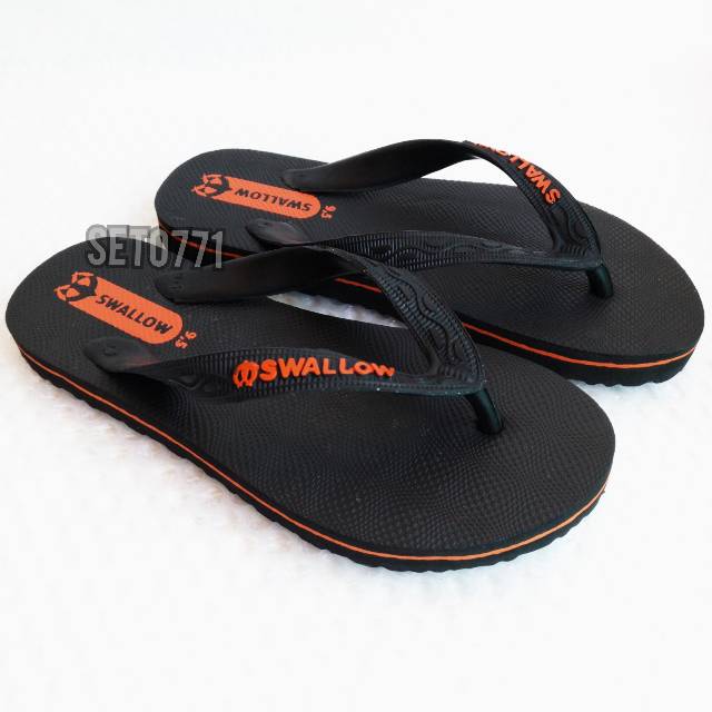 Sandal Japit M02 Swallow Hitam Unisex Sendal Jepit Black Pearl Original Pria Wanita Cowok Swalow-4