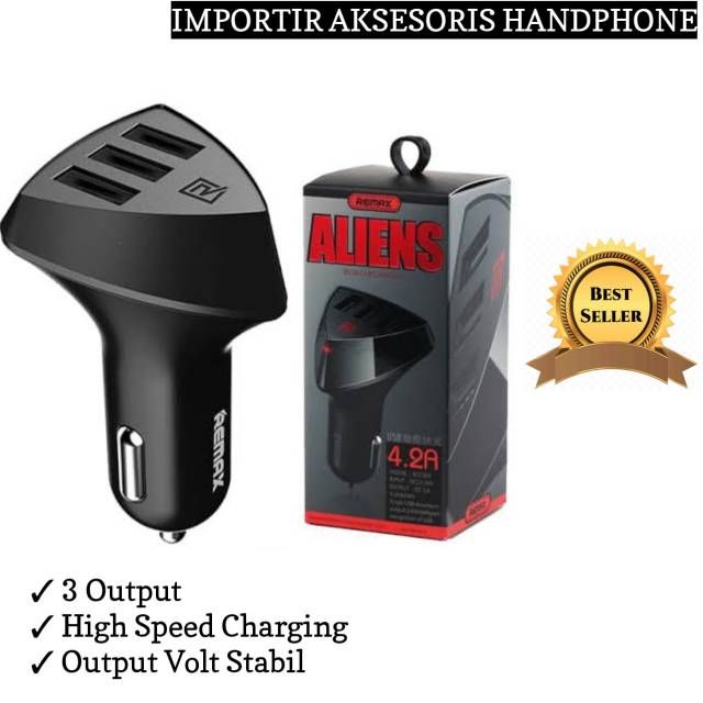 Cas Saver Mobil Remax Aliens 3 Output Car Charger