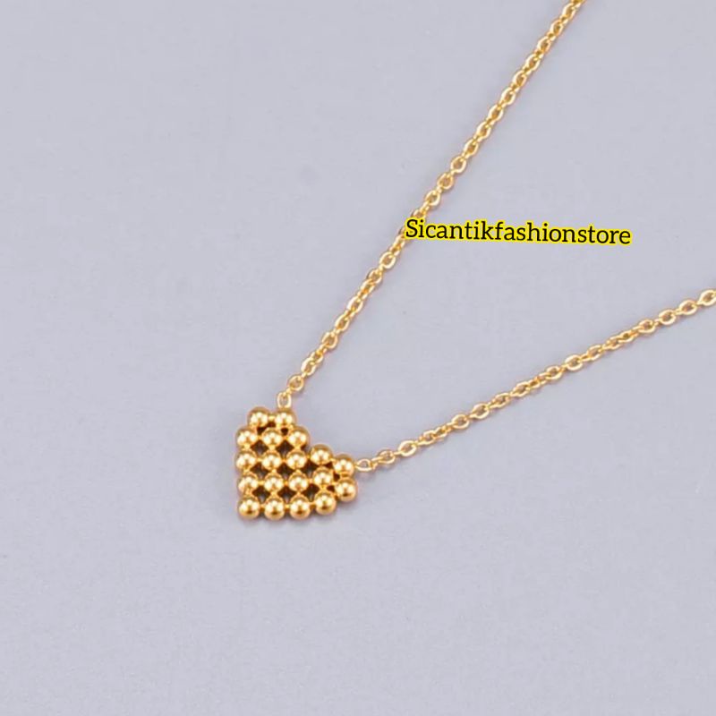 Kalung Titanium Wanita Liontin Love Gold Terbaru Terlaris Anti Karat selamanya Kalung Wanita Kekinian Mewah Liontin Love Gold