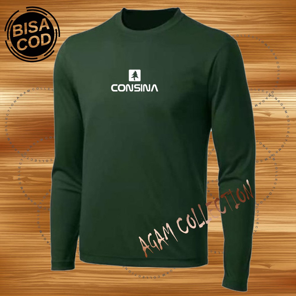 Agam Collection Baju Kaos Distro Consina 01 Text Putih Lengan Panjang Premium Quality