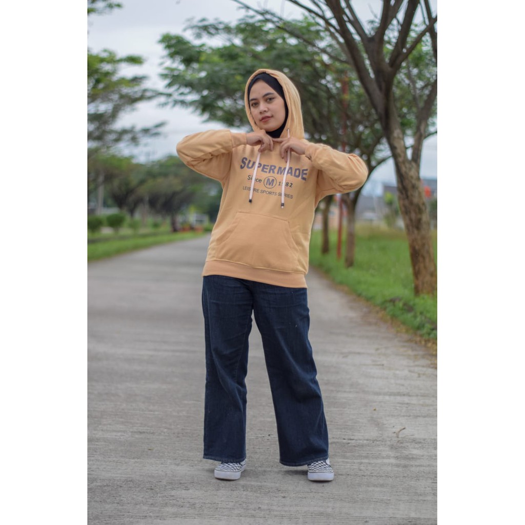 SWEATER WANITA SUPERMADE FLEECE TEBAL PREMIUM TERBARU,