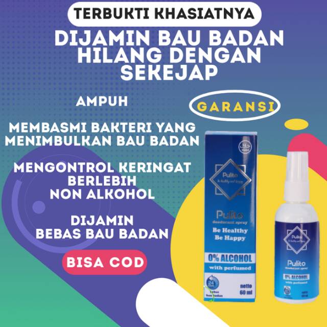 PULITO DEODORANT SPRAY PENGHILANG BAU BADAN KAKI  KETIAK  KERINGAT ASEM KETEK
